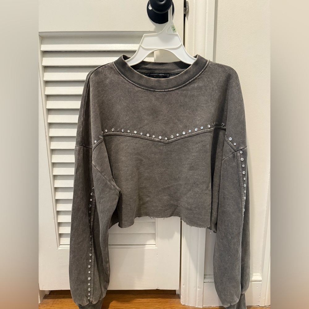 Bershka Charcoal Gray Crewneck